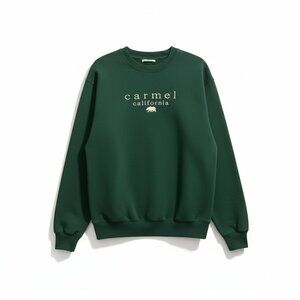 Carmel California Embroidered Sweatshirt Coastal Crewneck Green Small